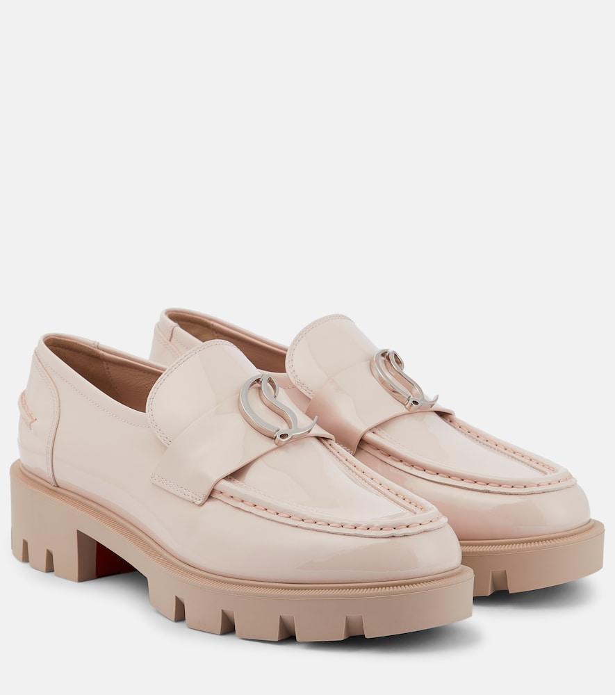 christian louboutin cl moc lug patent leather loafers