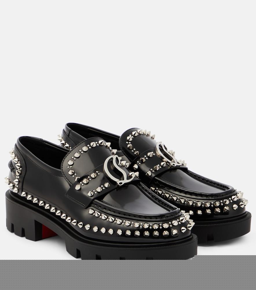 christian louboutin cl moc lug spikes leather loafers