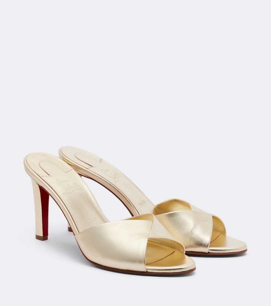 christian louboutin fanny metallic leather mules
