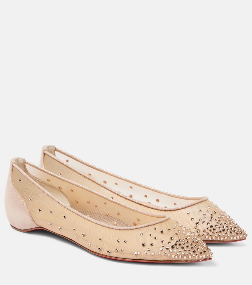 christian louboutin follies strass mesh ballet flats