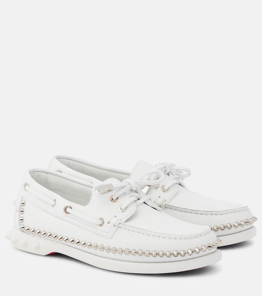 christian louboutin gerockel studded leather boat shoes