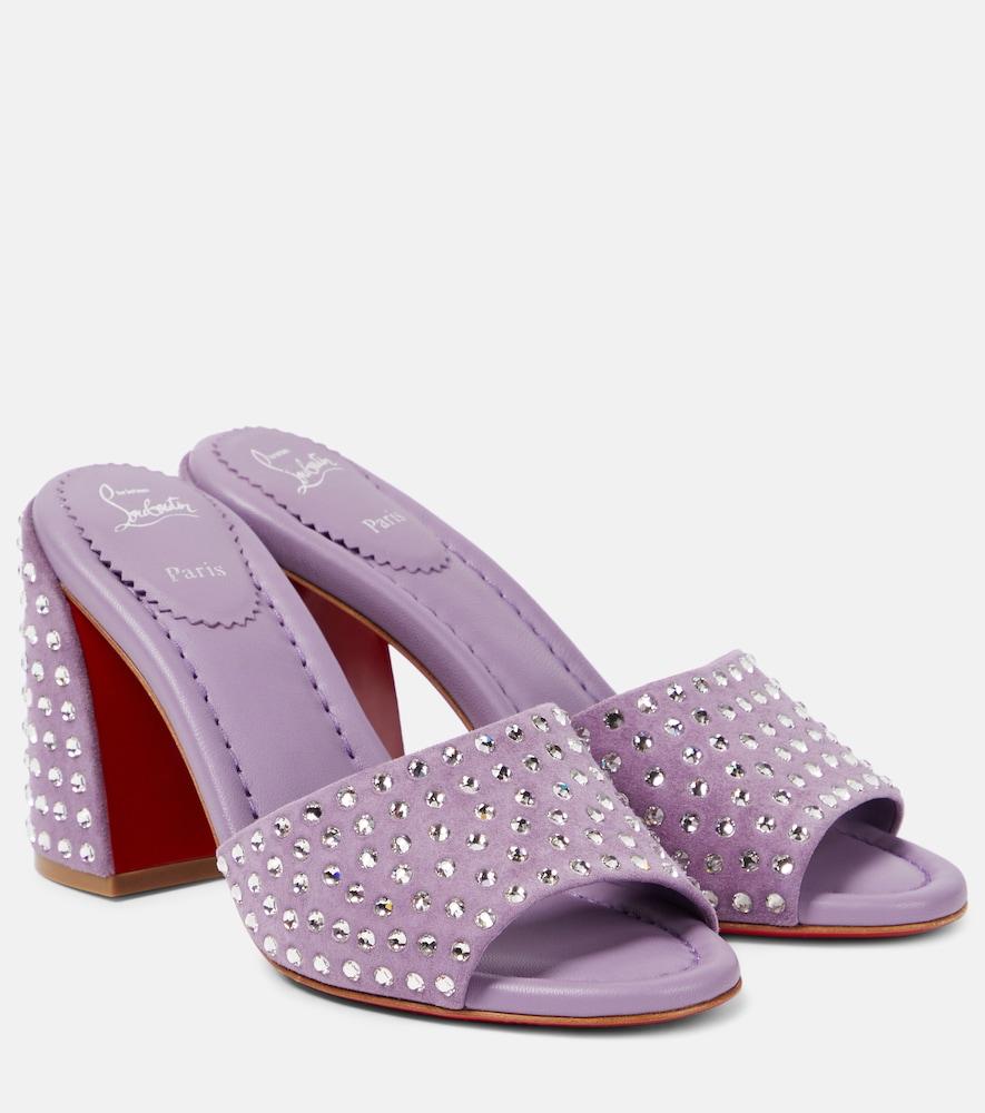 christian louboutin jane embellished suede mules