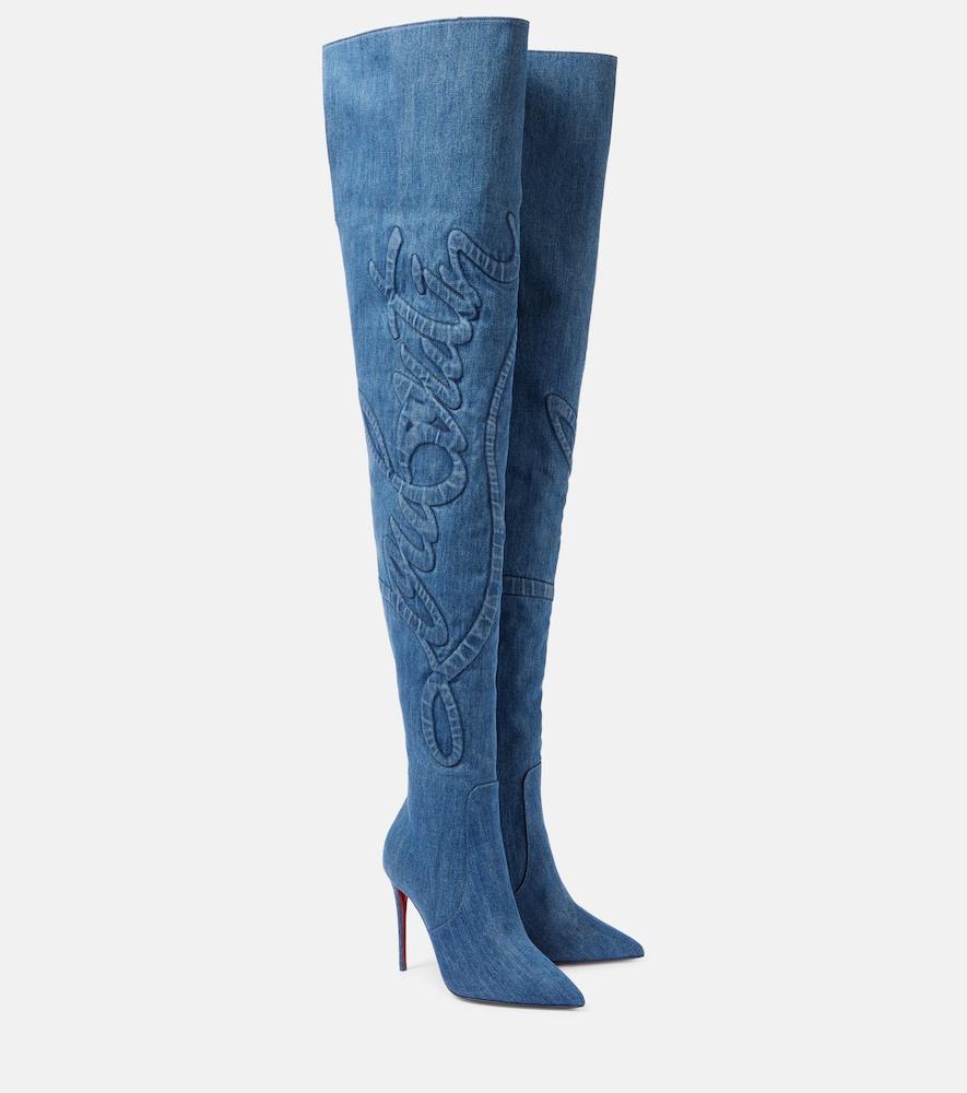 christian louboutin kate botta alta 100 denim over-the-knee boots