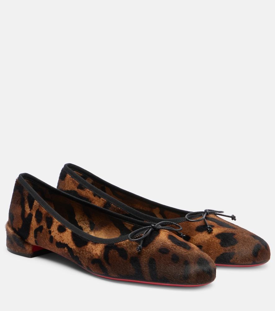 christian louboutin leopard-print calf hair ballet flats
