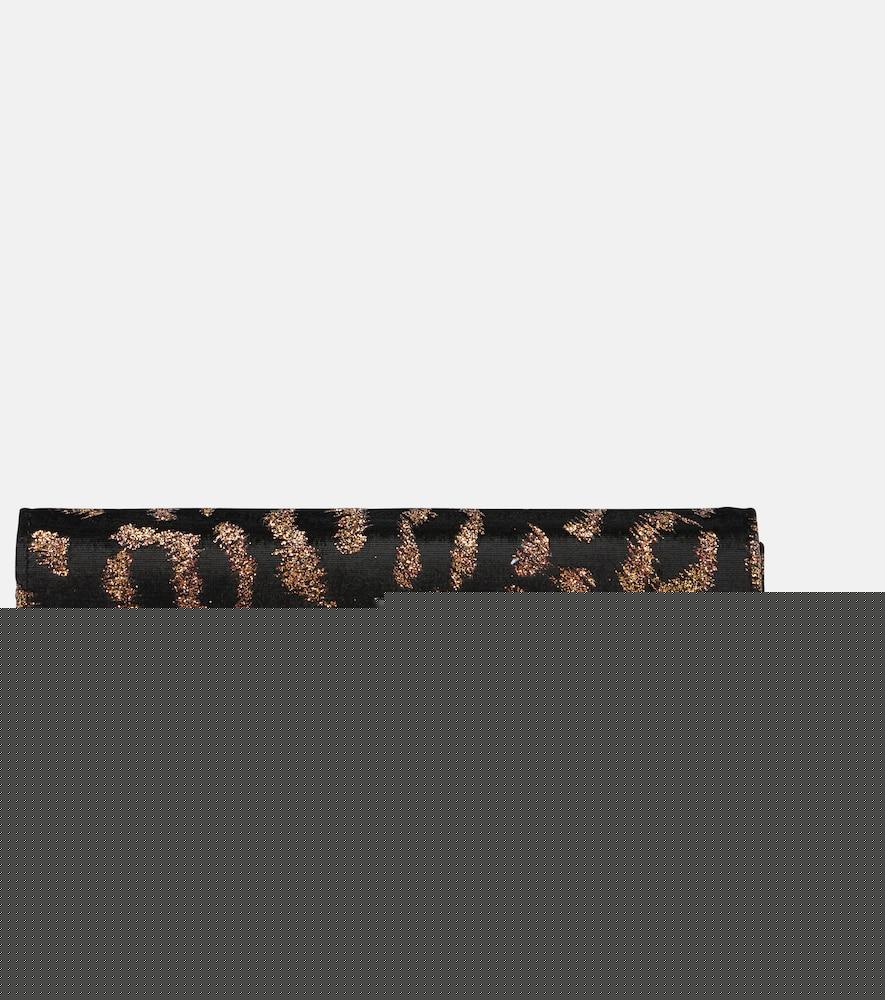 christian louboutin leopard-print velvet clutch