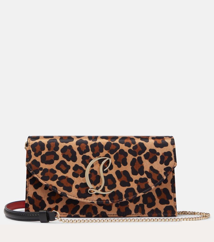 christian louboutin loubi54 leopard-print satin clutch