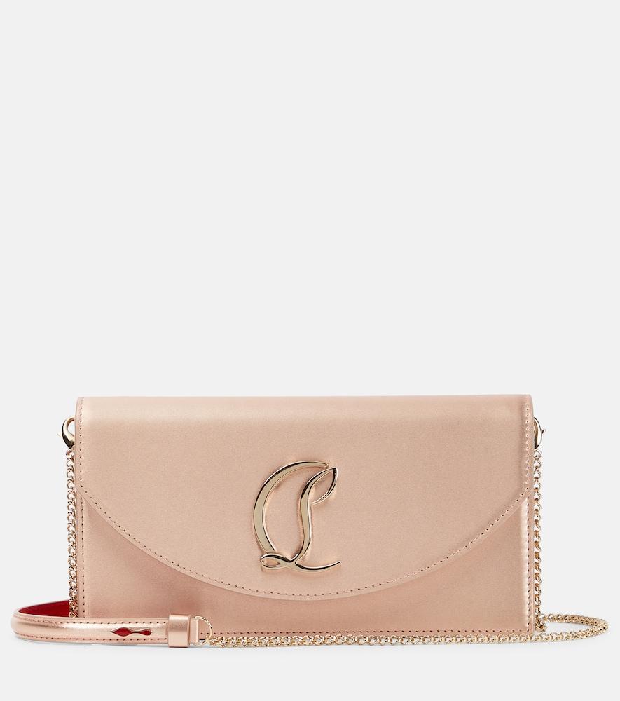 christian louboutin loubi54 small leather-trimmed silk clutch