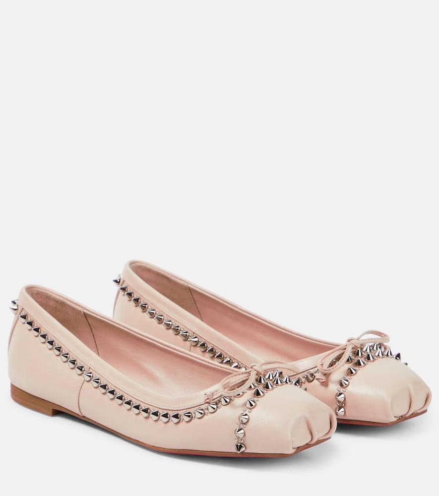 christian louboutin mamadrague spikes leather ballet flats