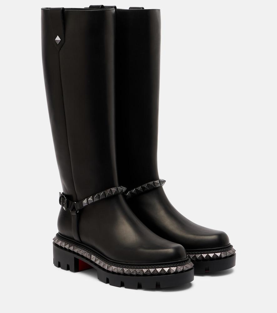 christian louboutin marinetta studded leather knee-high boots