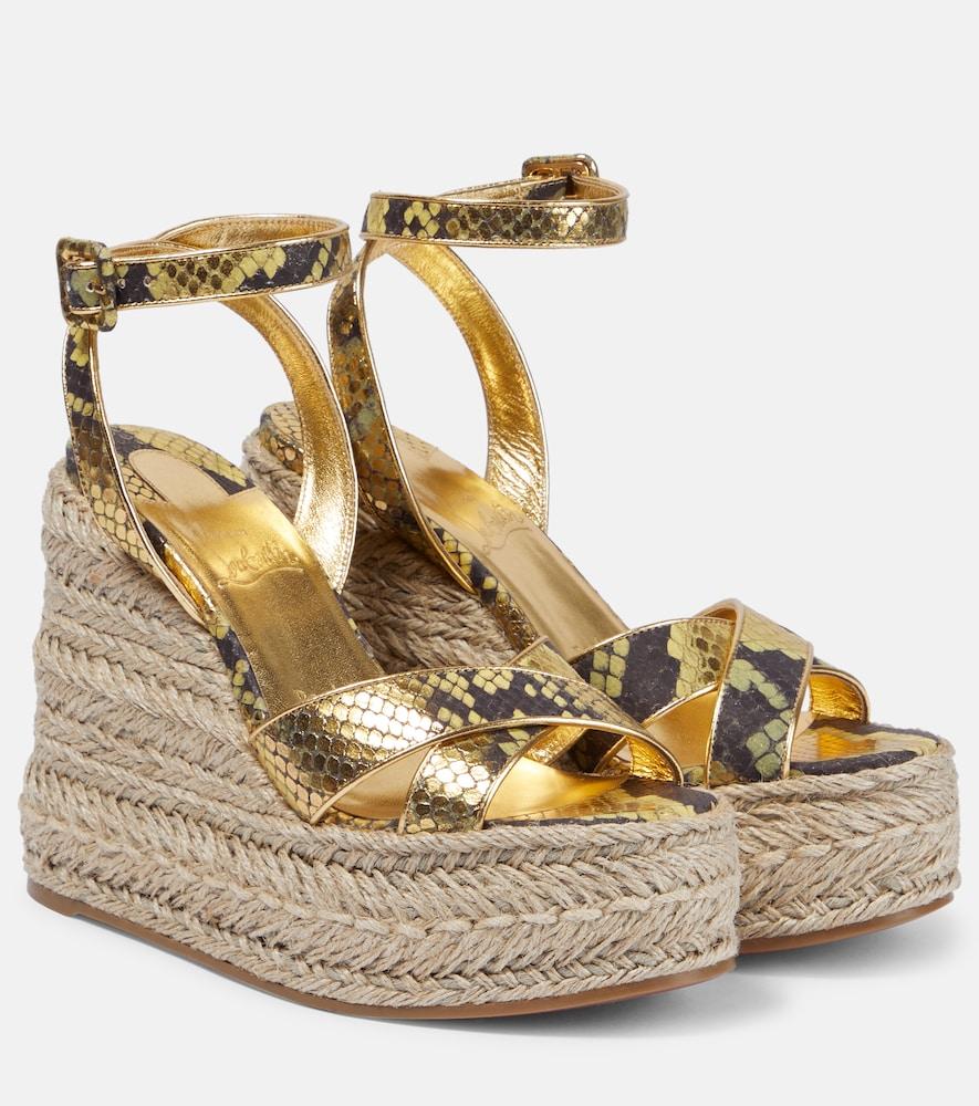 christian louboutin mariza snake-print leather espadrille wedges