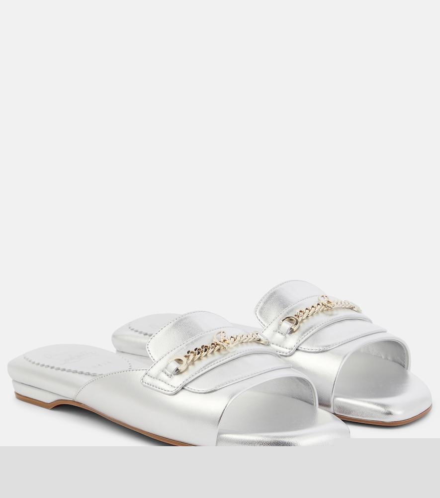 christian louboutin miss mj metallic leather mules