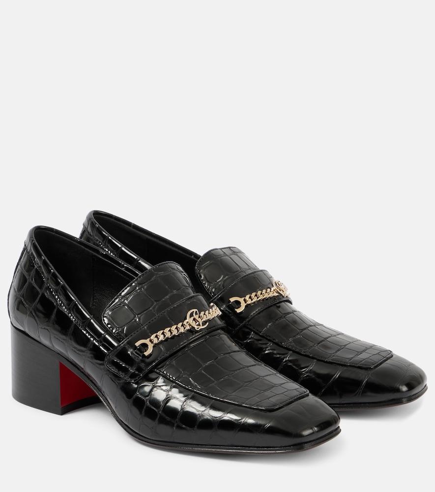christian louboutin mj moc croc-effect leather loafers