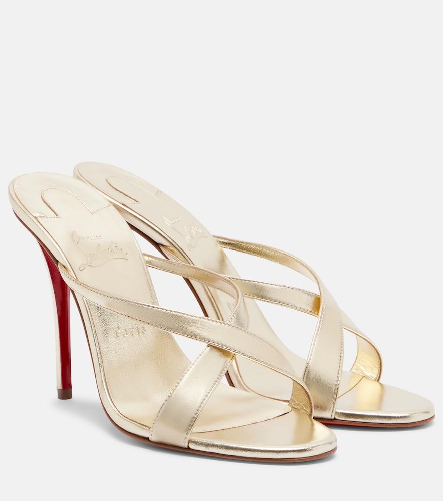 christian louboutin mulazee cross metallic leather sandals