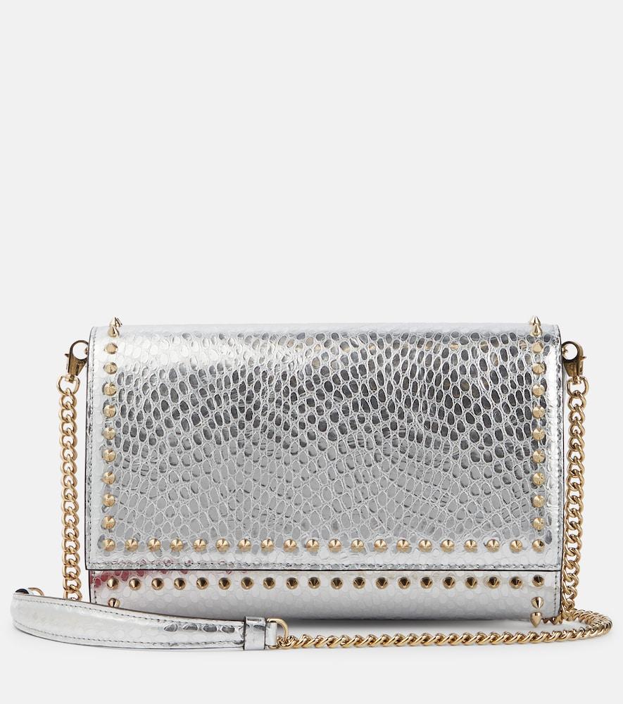 christian louboutin paloma snake-effect leather clutch