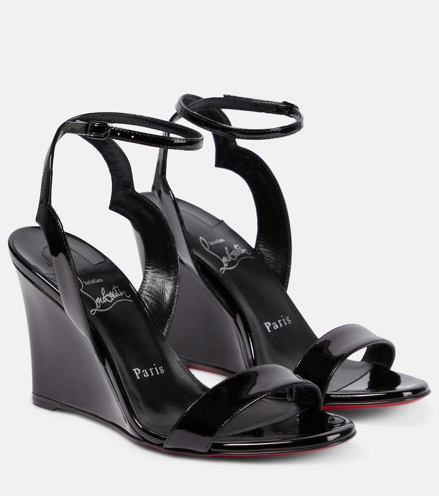 christian louboutin patent leather wedge sandals
