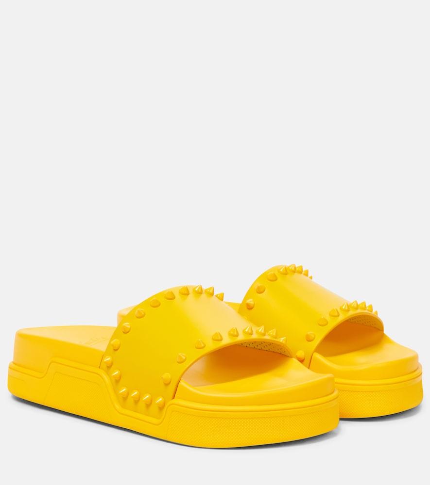 christian louboutin pool stud embellished slides