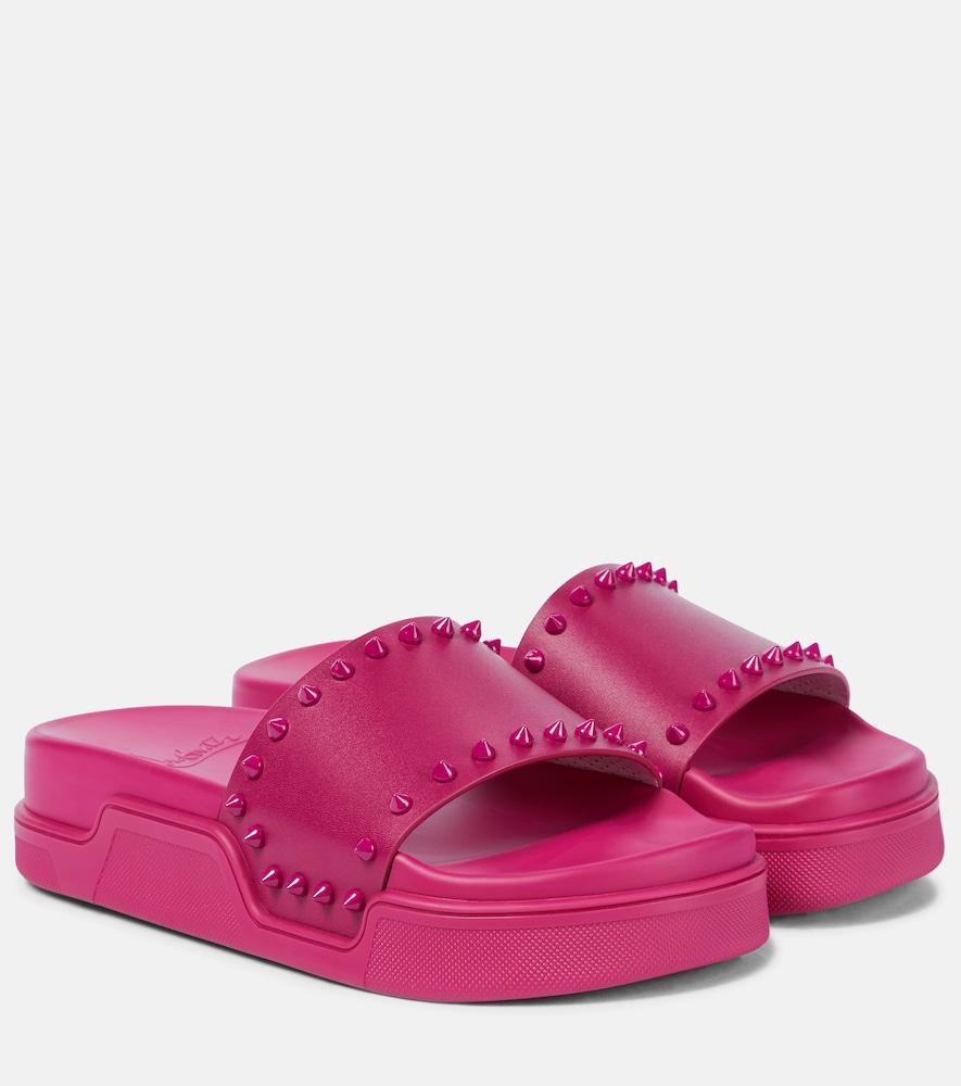 christian louboutin pool stud embellished slides