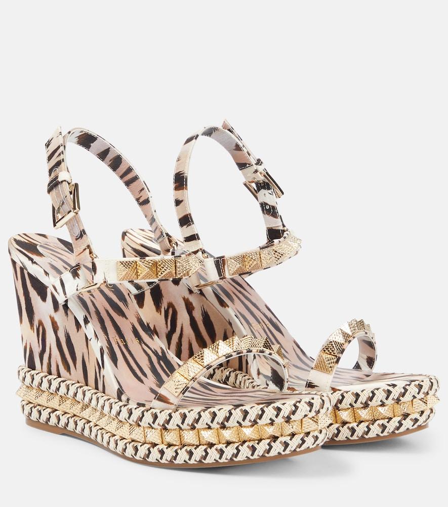 christian louboutin pyra clou 110 leopard-print espadrille wedges