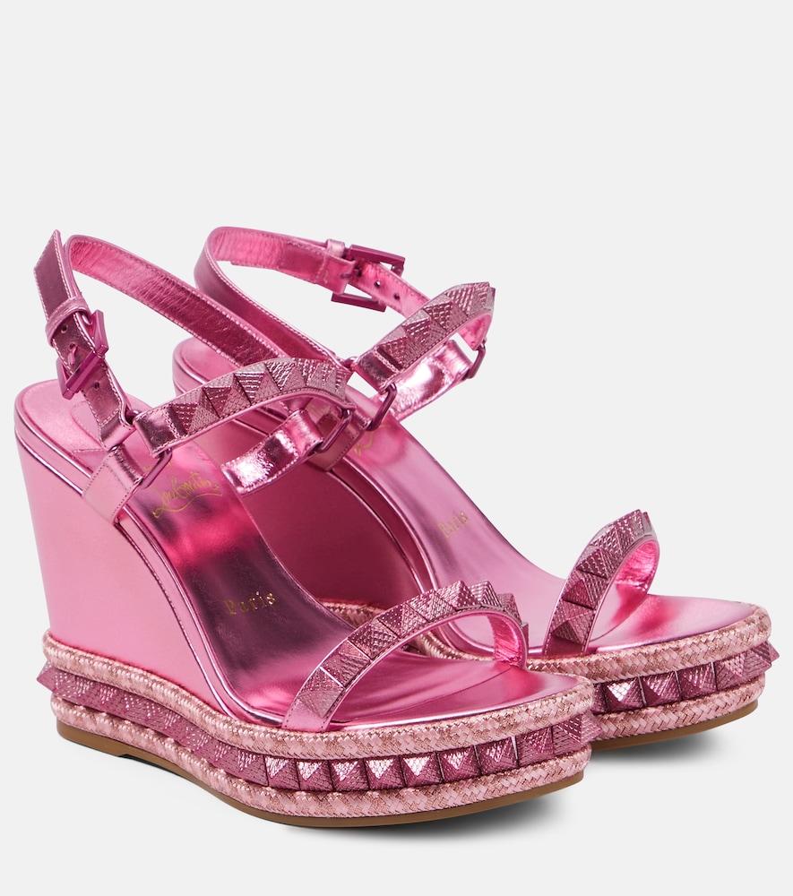 christian louboutin pyra clou leather espadrille wedges