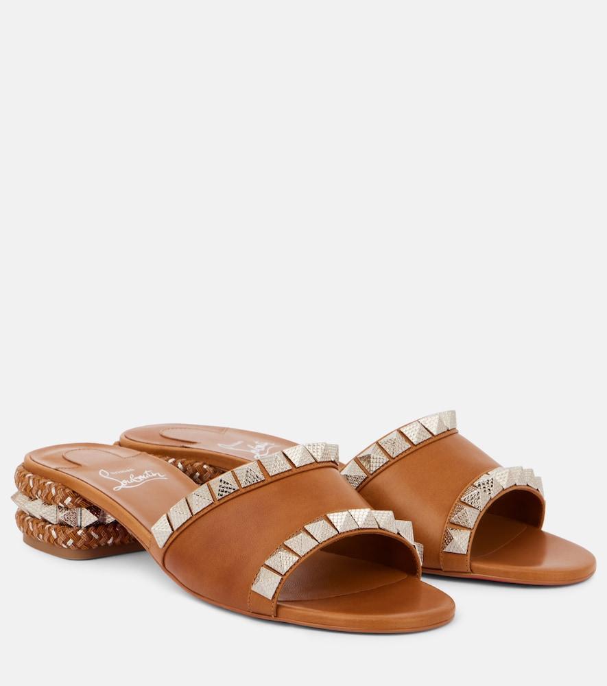 christian louboutin pyramule 30 spiked leather mules