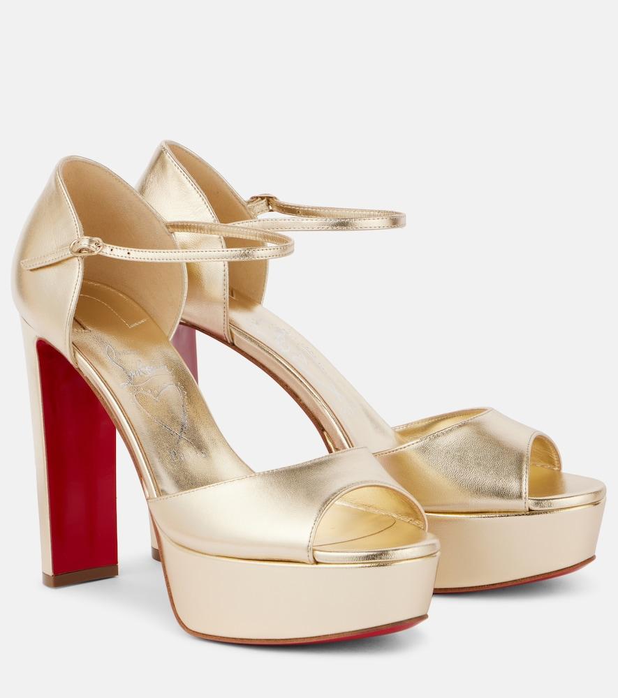 christian louboutin sandaloo 130 leather peep-toe pumps