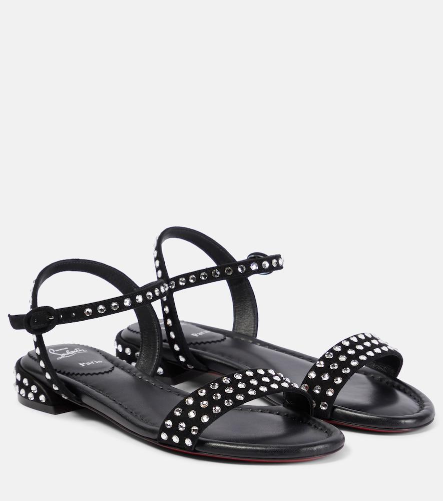 christian louboutin sweet jane strass boum suede sandals