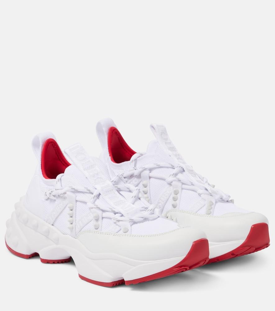 christian louboutin trailnrun leather-trimmed sneakers