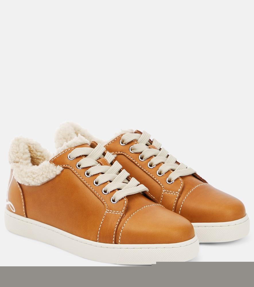 christian louboutin vierissima shearling-trimmed sneakers