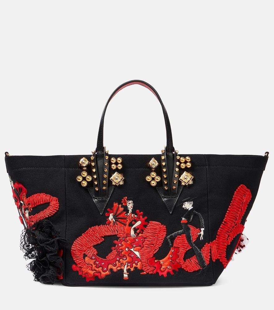 christian louboutin x rossy de palma flamencaba small embroidered tote bag