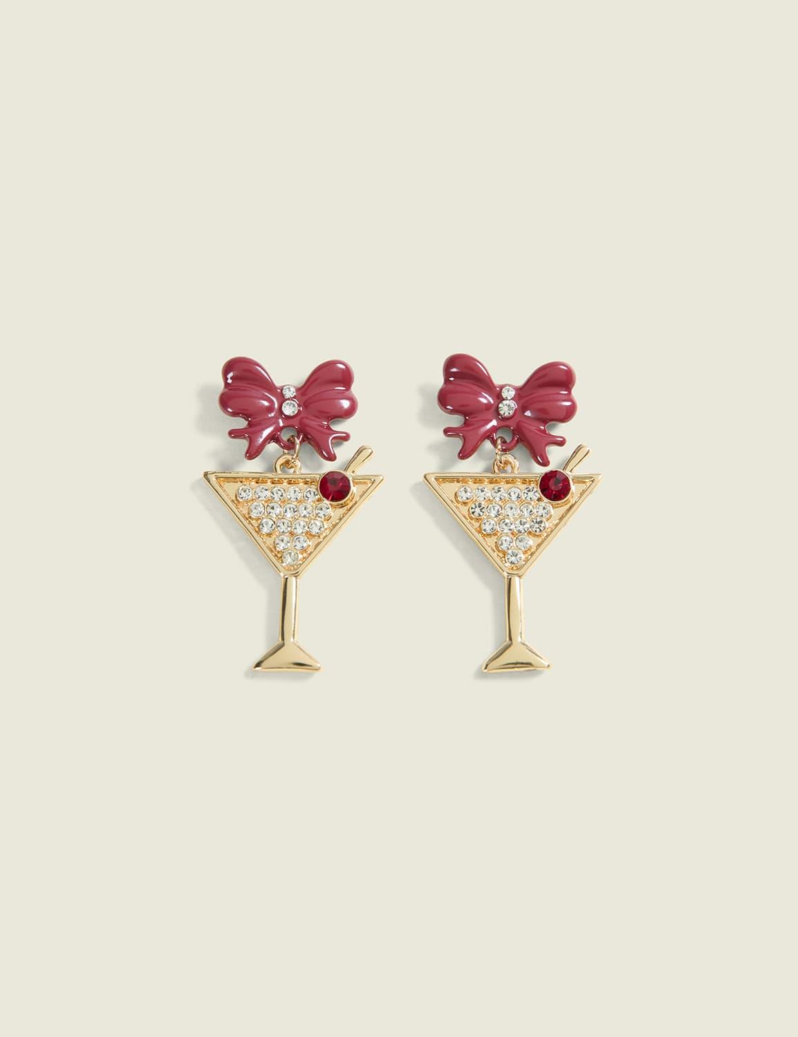 christmas cocktail drop earrings