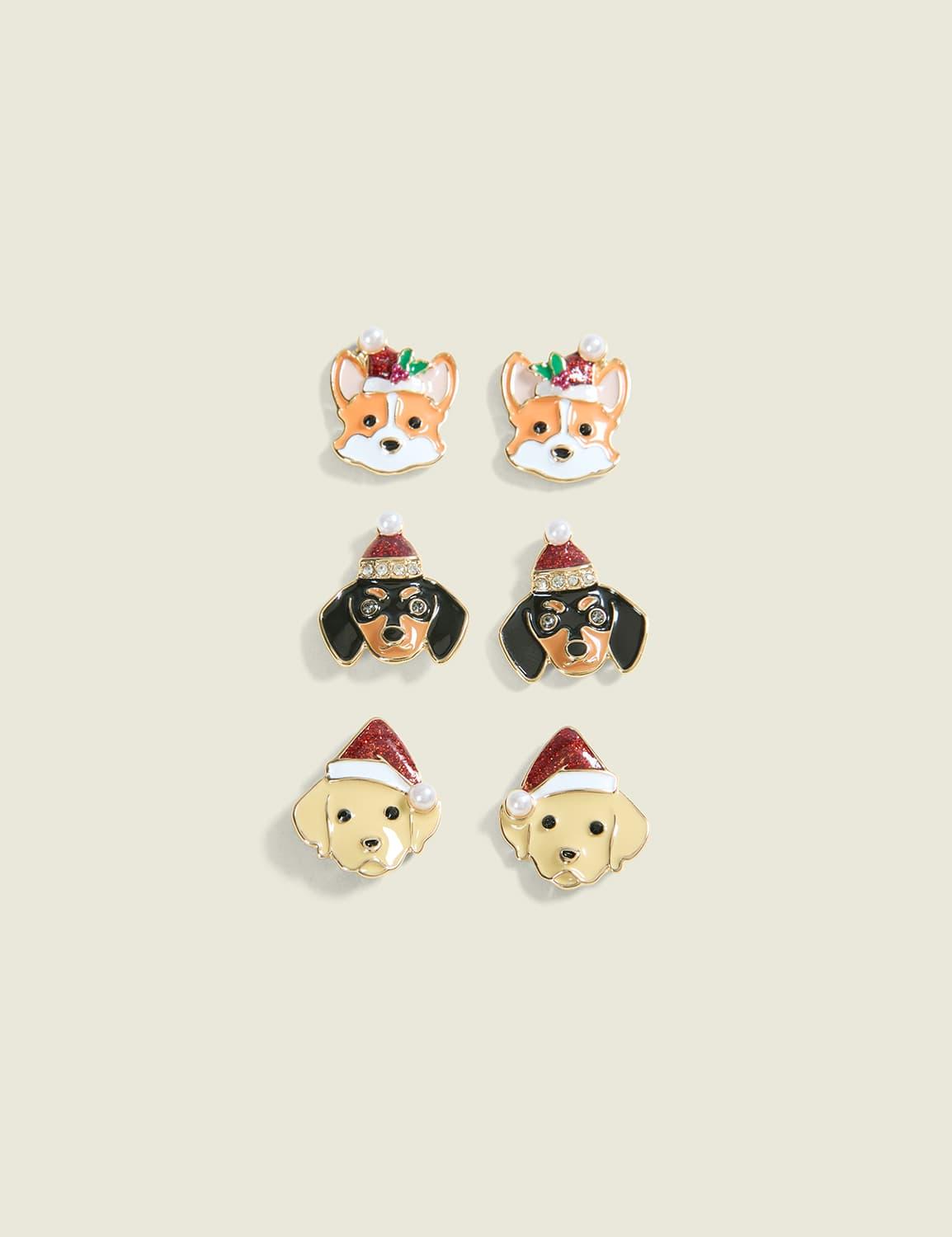 christmas dog earring 3-pack