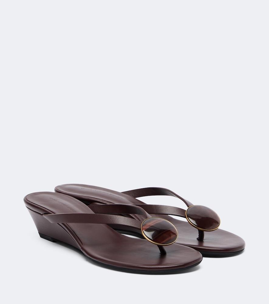 christopher esber aura quartz leather wedge thong sandals