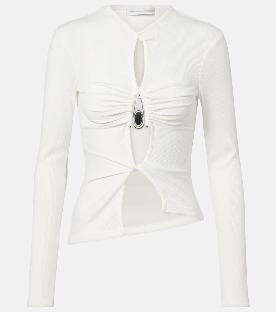 christopher esber cutout ribbed-knit jersey top