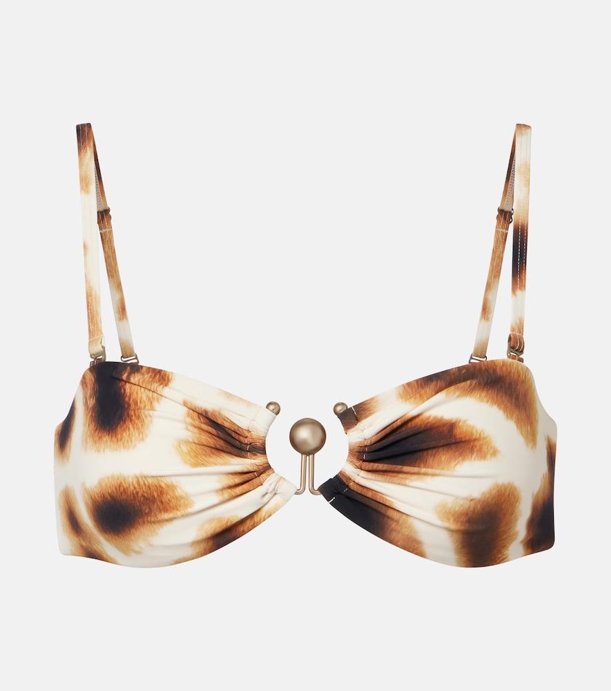 christopher esber leopard-print ruched bikini top