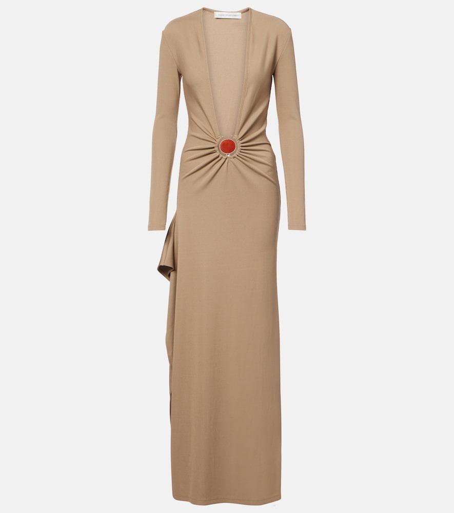 christopher esber mineral stone embellished jersey maxi dress