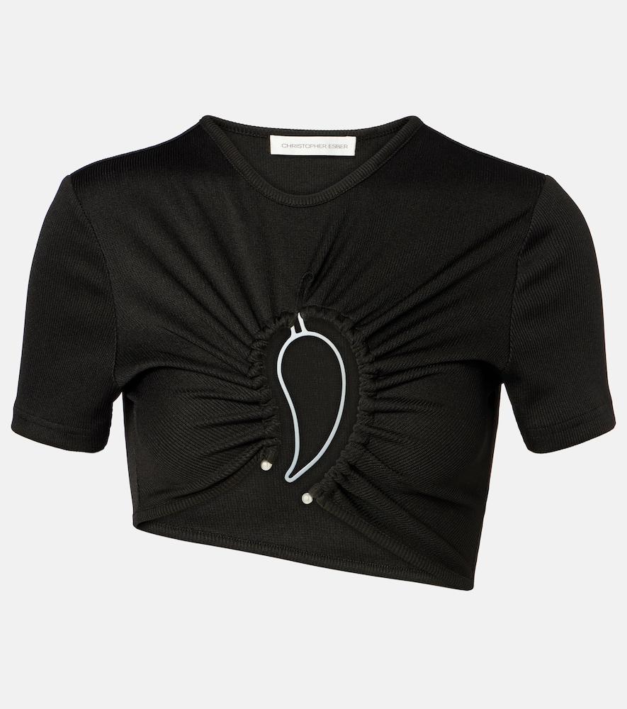 christopher esber paisley cropped gathered t-shirt