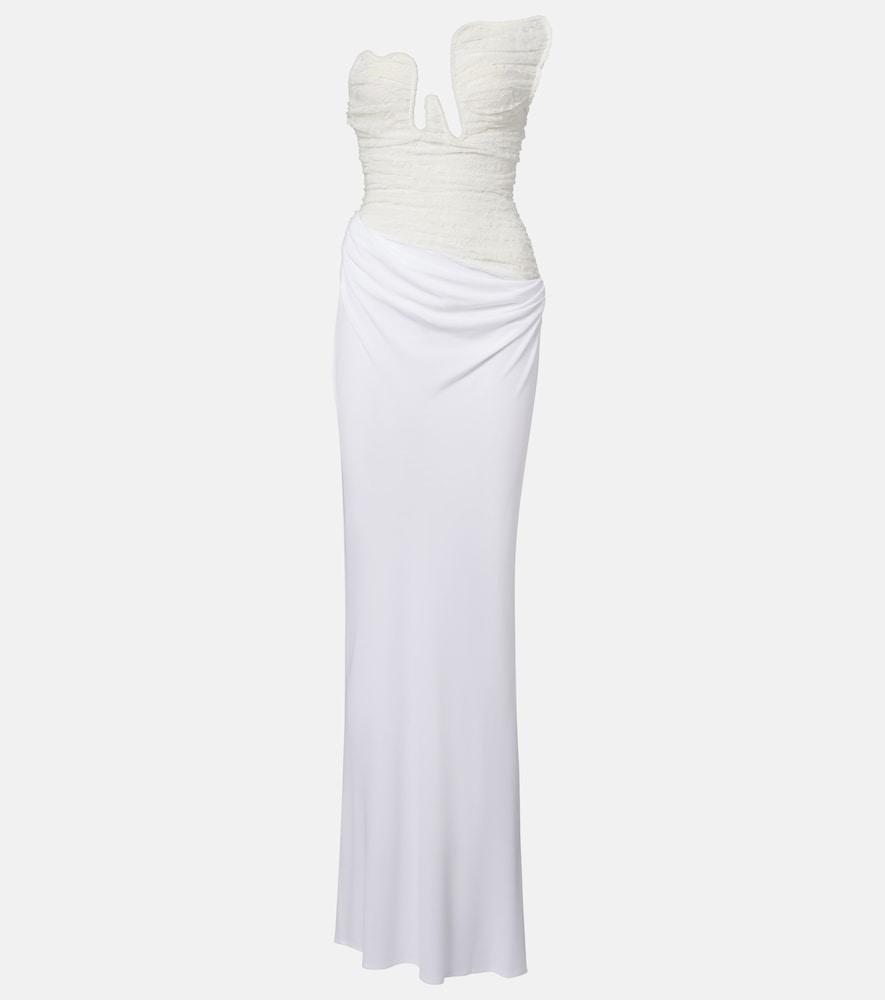 christopher esber salacia ruched lace and jersey gown