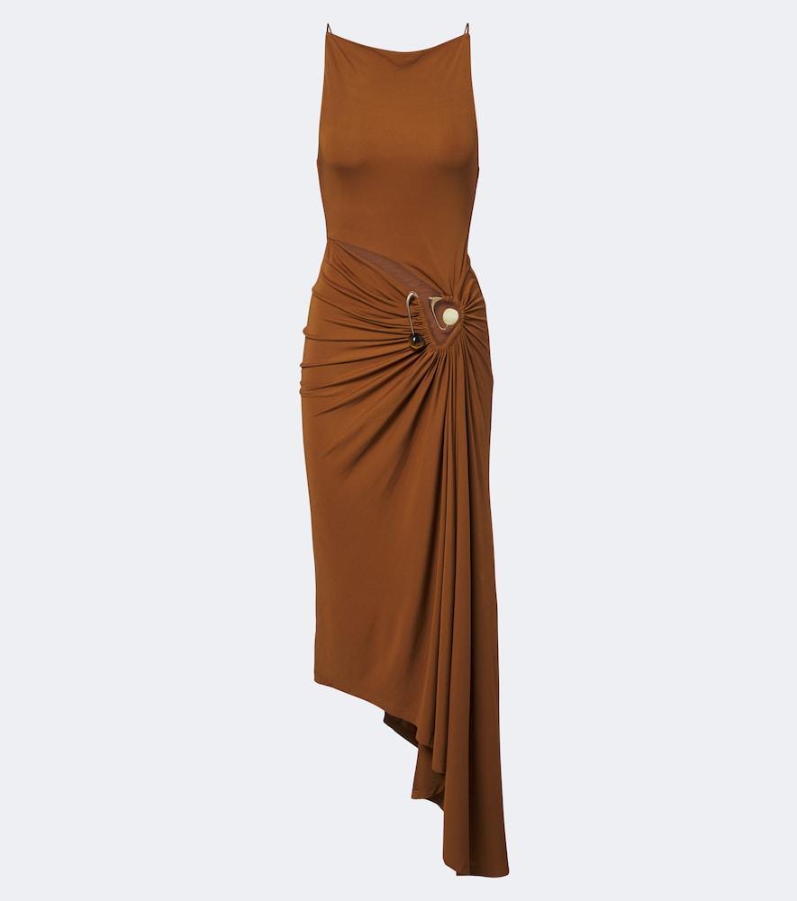 christopher esber veer spiral crystal draped midi dress