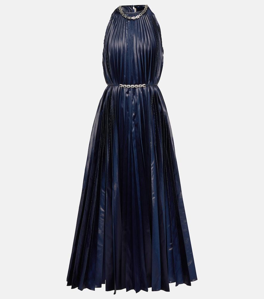 christopher kane embellished halterneck lamé midi dress