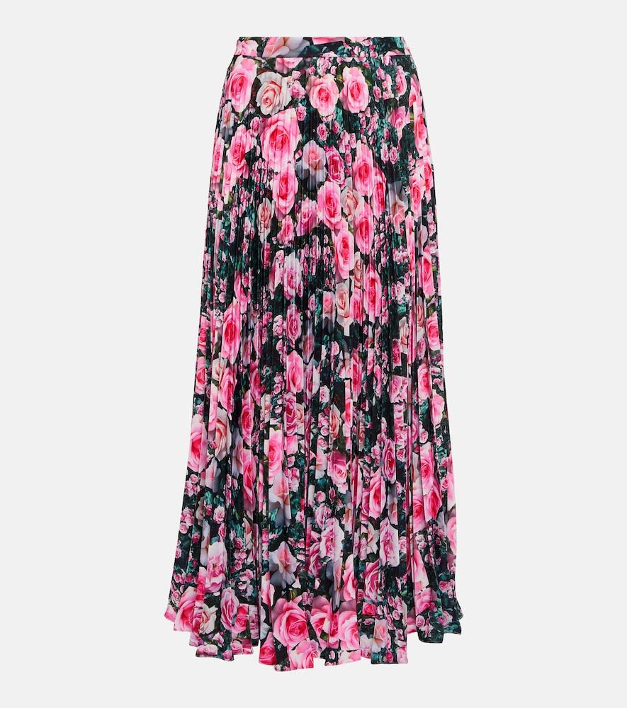 christopher kane floral high-rise pleated midi skirt