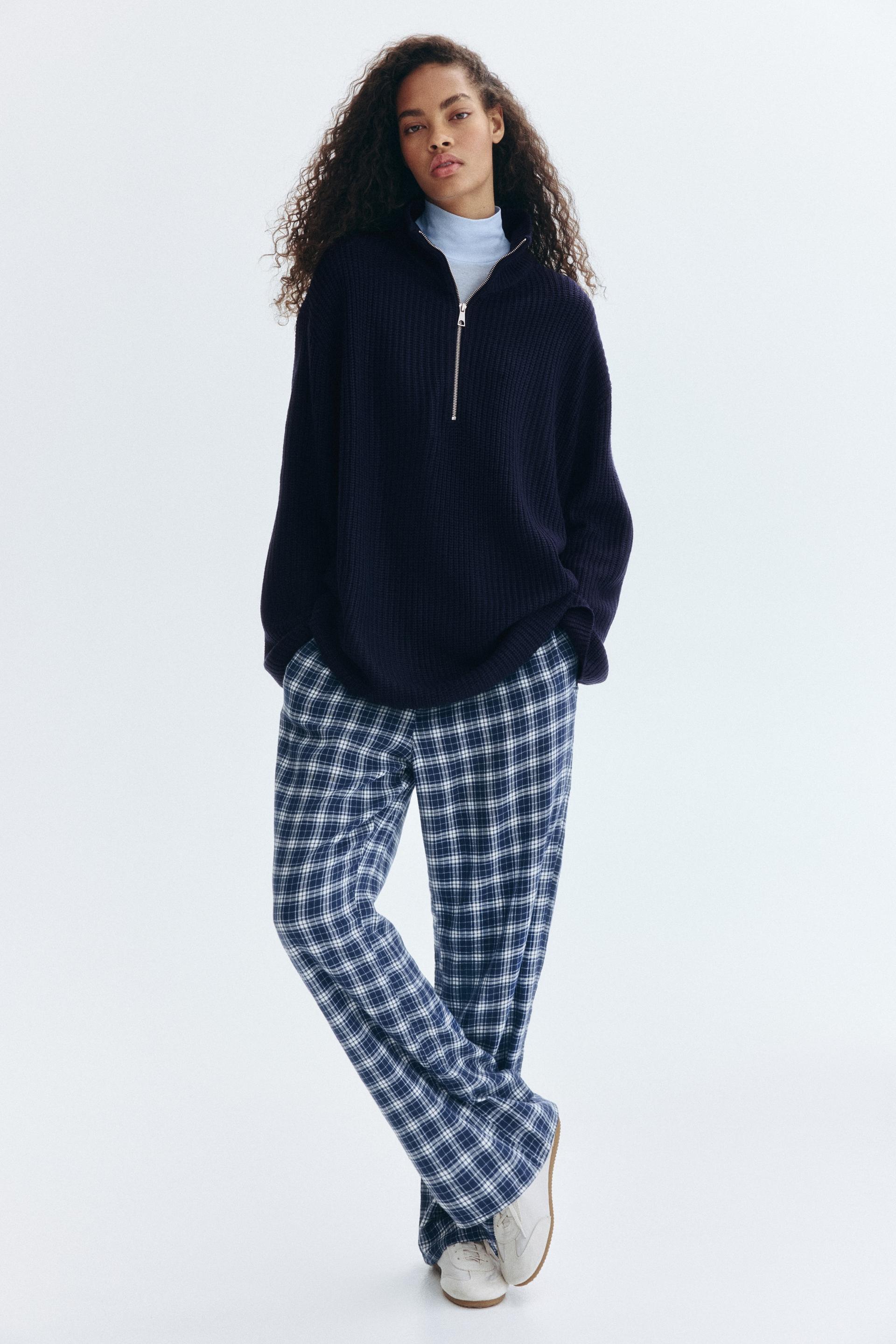 chunky-knit half-zip sweater