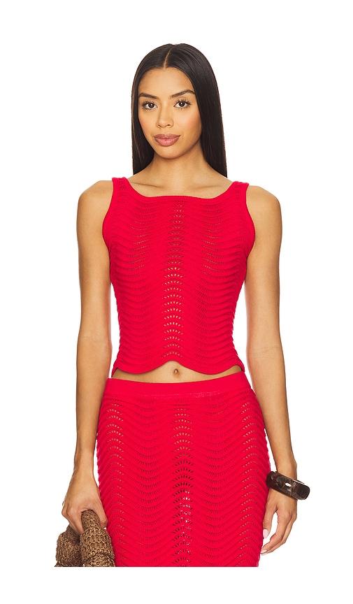 cin cin arc knit top in red. - size s (also in xs)