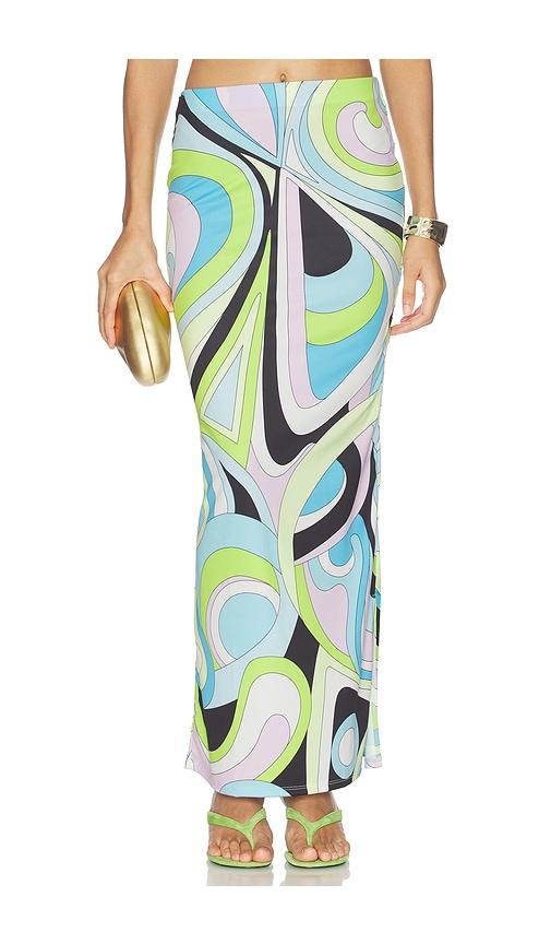 cin cin city maxi skirt in baby blue, green. - size l (also in s, m, xl)