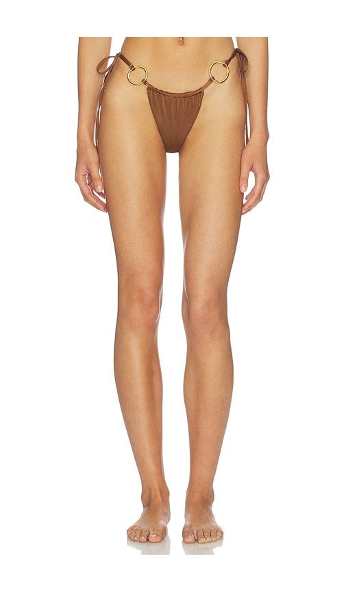 cin cin cove string bikini bottom in brown. - size l (also in m, s, xl, xs)