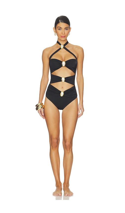 cin cin diamond moonstone cut-out swimsuit in black. - size m (also in xl)