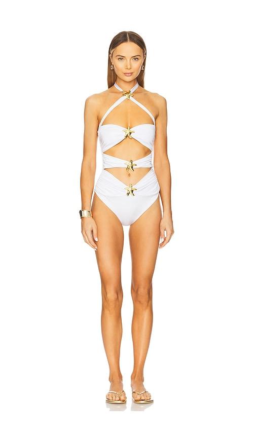 cin cin diamond seastar one piece swimsuit in white. - size m (also in s)