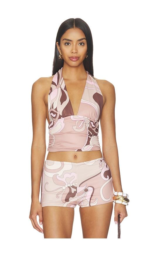 cin cin eleganza halter top in brown. - size m (also in xs)