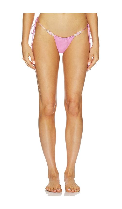 cin cin essence side tie bikini bottom in pink. - size l (also in s)