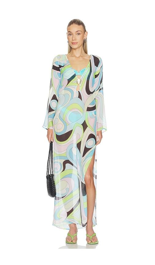 cin cin hotline moonstone maxi dress in blue,green. - size s (also in xs)