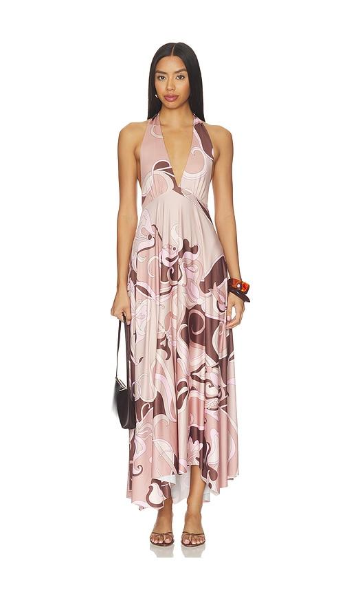 cin cin lalique halter dress in brown. - size m (also in xs, s)